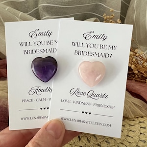 Tarjeta de recuerdo de corazón de cristal personalizada con propuesta de dama de honor - Tarjeta de regalo de cristal "¿Serás mi dama de honor?" - Regalo de dama de honor