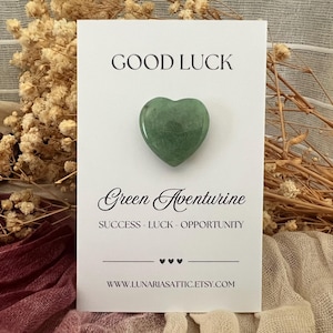 Carte-cadeau porte-bonheur coeur en cristal - Carte-cadeau coeur en cristal d'aventurine verte pour porte-bonheur - Souvenir en cristal porte-bonheur