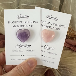 Bruidsmeisje bedankt kristallen hart gepersonaliseerde aandenkenkaart - bedankt dat je mijn bruidsmeisje kristallen cadeaukaart bent - cadeau bruidsmeisje