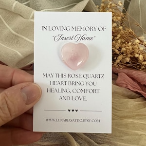 Cuore di cristallo di quarzo rosa per la perdita di un animale domestico, ricordo personalizzato di condoglianze - In amorevole ricordo di cristallo di quarzo rosa per la perdita di un animale domestico