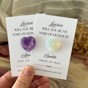 Tarjeta de recuerdo con forma de corazón de cristal con propuesta personalizada para dama de honor - Tarjeta de regalo de cristal "¿Serás mi dama de honor?" - Regalo para dama de honor