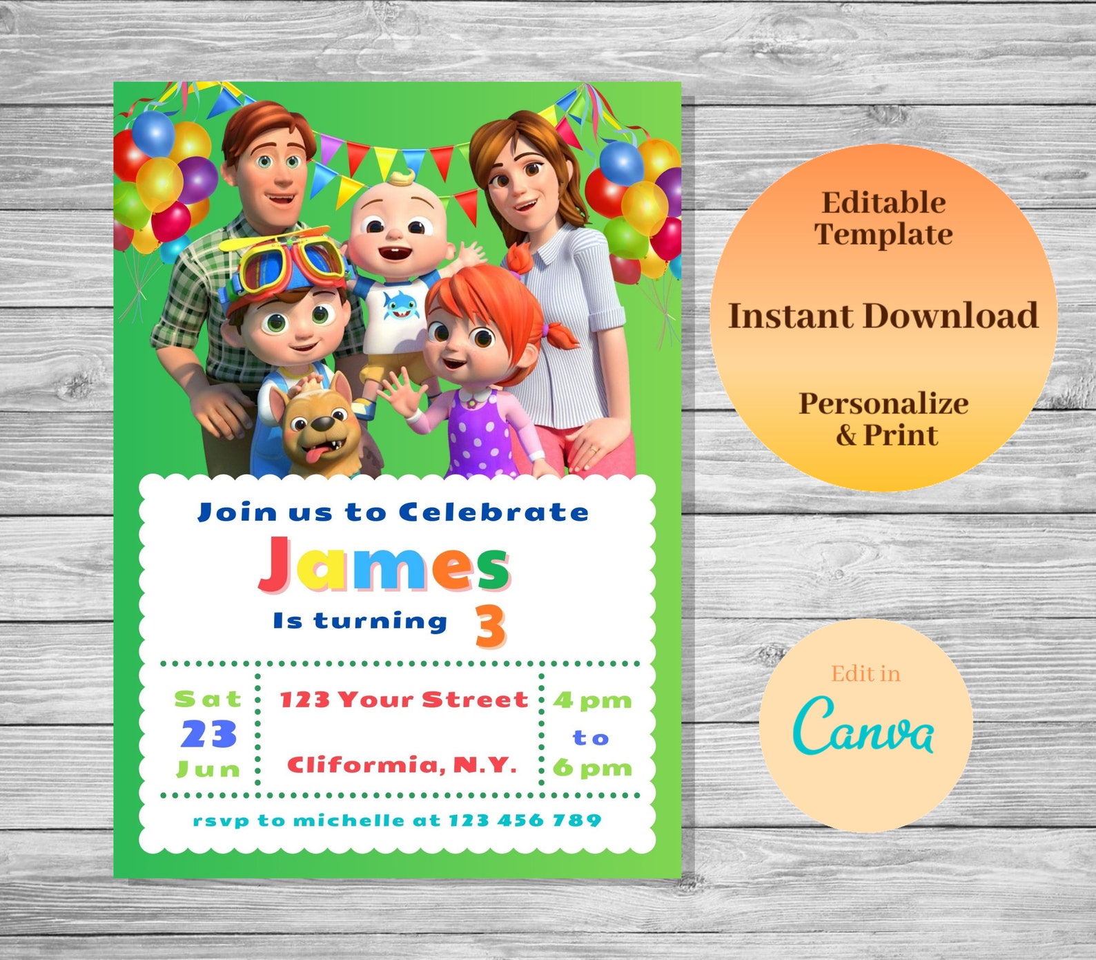 Cocomelon Birthday Invitation Template Free