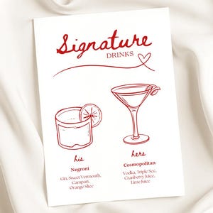 His and Hers Retro Signature Drink Menu Template | Customizable Canva Menu | Wedding & Event Drink Menu | Easy to Edit Modern Menu Template