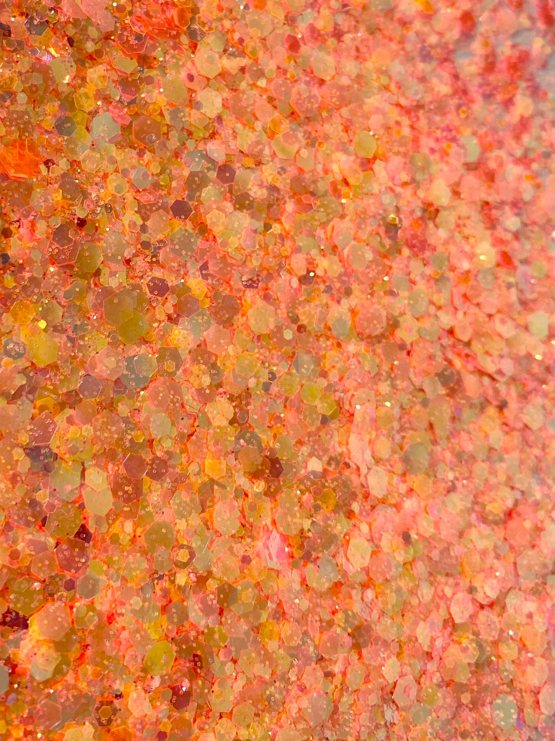 Neon Orange Chunky Holographic Glitter Mix, Color Shifting Hexagon Polyester Chunky Glitter, Iridescent Mix Glitter Flakes for Resin/ Nails