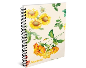 Yellow Floral Spiral Notebook: Purse Size Diary