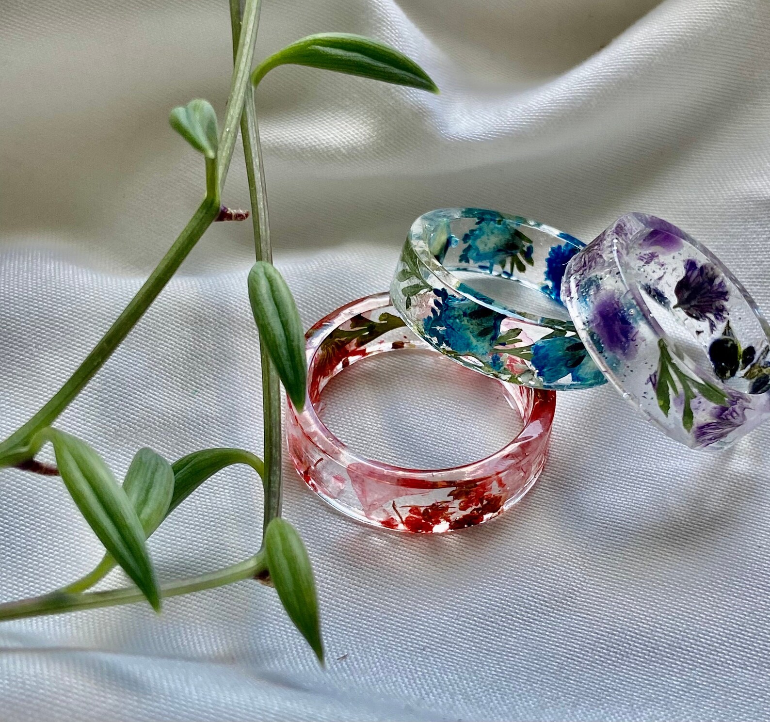 Dried Flower Resin Rings Etsy