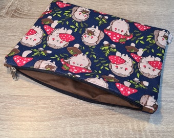 Navy Hedgehog Zippered Pouch | Small, Medium, and Large | Handmade Gifts