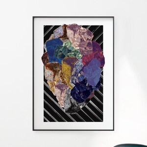 Minimal Wall Art, Crystal Poster, Wall Art, Collage Art Work, Modern Art Print of Crystals, Wall Poster Collage