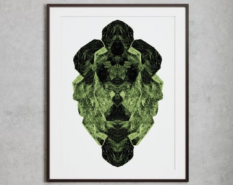 May include: A yellow velvet sofa with two pillows and a white coffee table with books and a vase of white flowers. A framed print of a green and black abstract design hangs on the wall behind the sofa.