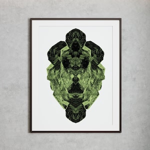 The Green Rhino a 24x36 poster print that represents bold growth. Emerald Green Wall Art. Green Abstract Art.