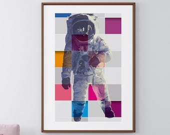 Astronaut Wall Art, Astro Art, Astronaut Art, Space Art Poster, Un-Framed Art Print Space, Digital Prints, Collage Art, Wall Picture Collage