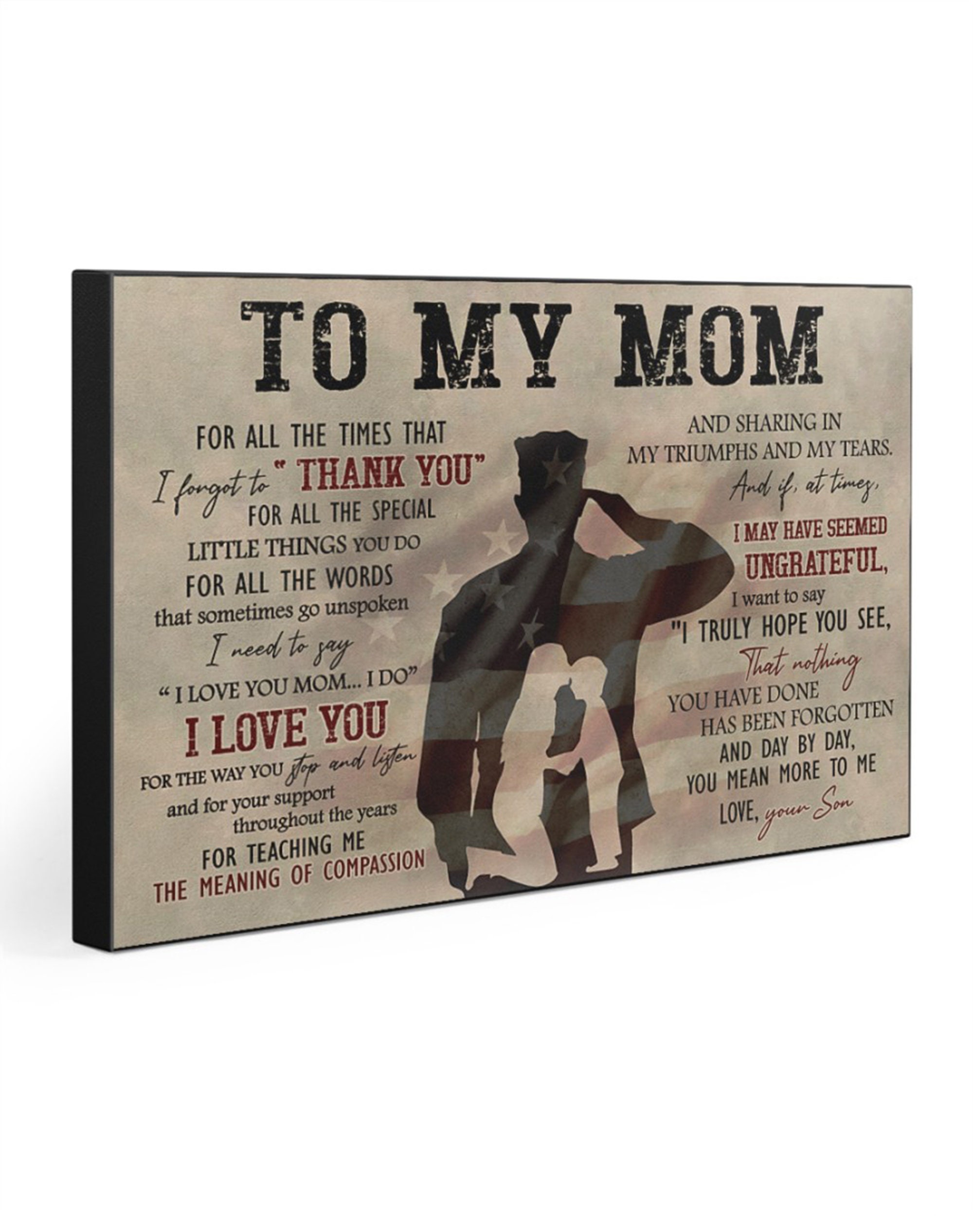 Personalized To My Mom Canvas Art I Love You Mom Soldier Etsy