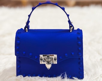 Blue Messenger Bag,Crossbody Bag, Crossbody, Handbag, Red Shoulder Bag, Shoulder Purse, Gift for her, PVC Bag, Jelly Bag, Bridesmaid Gift