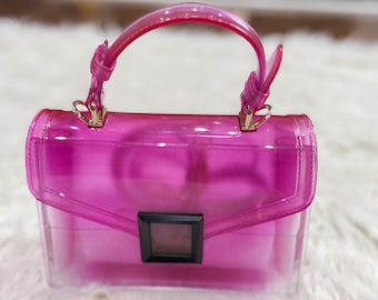 Bolso de neón púrpura Bolso de gelatina transparente bolso de - España
