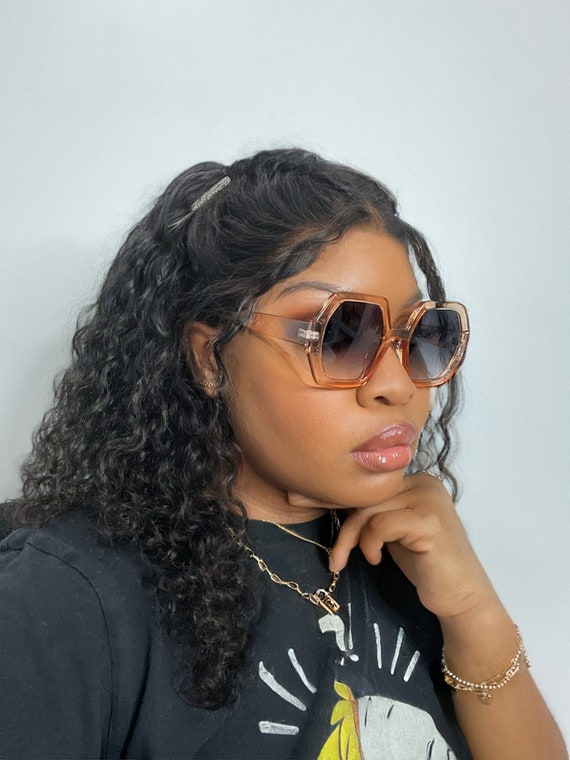 Oversized Women Fashion Eye Glasses XXL Hexagon Lens Glasses With