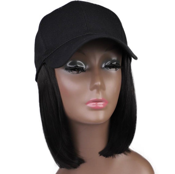 Baseball Cap Wig Hat Wig with Hair attached/sewn with synthetic blend hair.