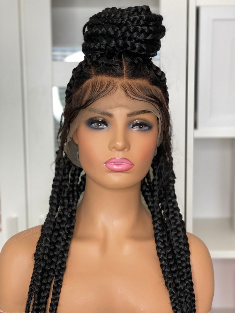 Ready to Ship Wig Full Lace Medium Knotless Box Braids Wig for Black