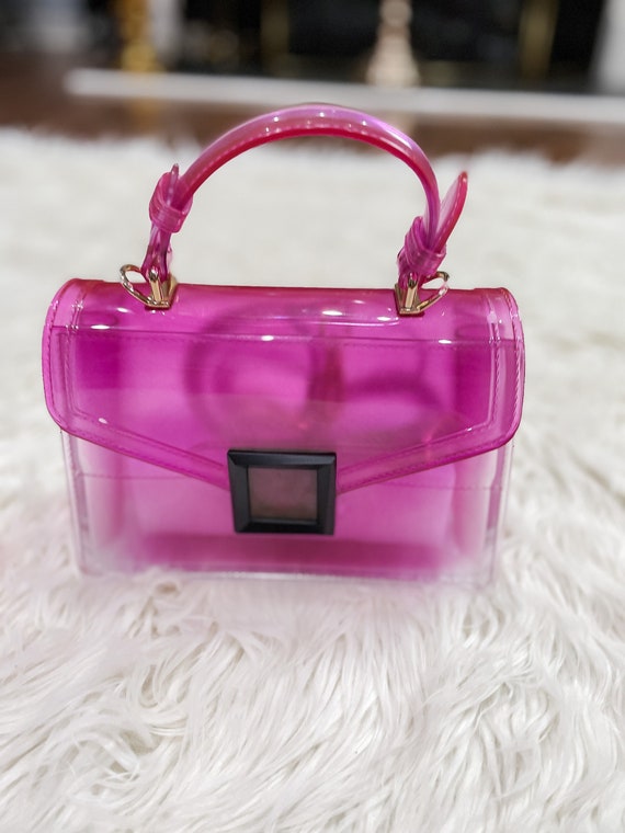 Purple Neon Bag Clear Jelly Tote Bag Clear Messenger Bag 