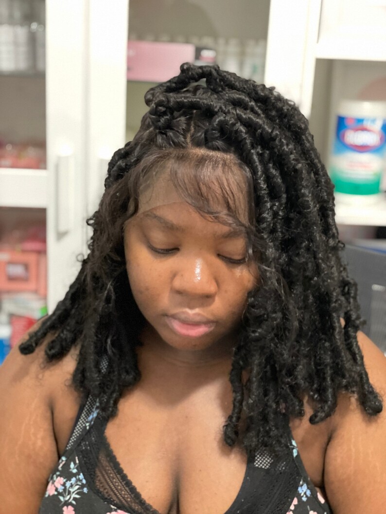 Butterfly Locs Bob Full Lace Braid Wig Short Butterfly Locs Wig Faux