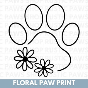 Bloemenpootafdruk, madeliefjepootafdruk, bloemenpootafdruk, eenvoudige pootafdruk, zeer fijne tekeningen, pootafdruk, SVG, JPEG, PNG, bestanden knippen, Cricut-bestanden