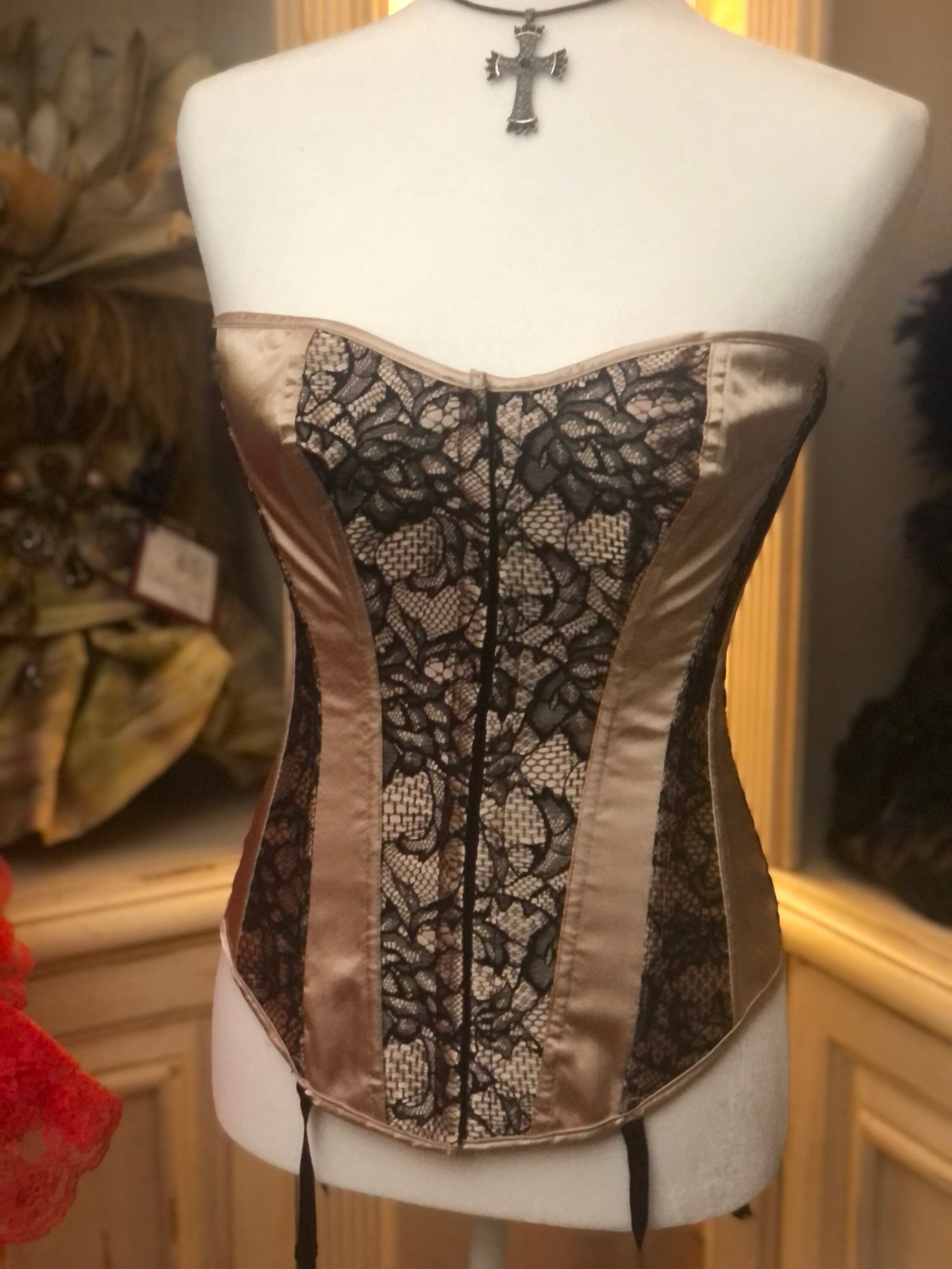 34 Vintage Black and Gold Corset Etsy