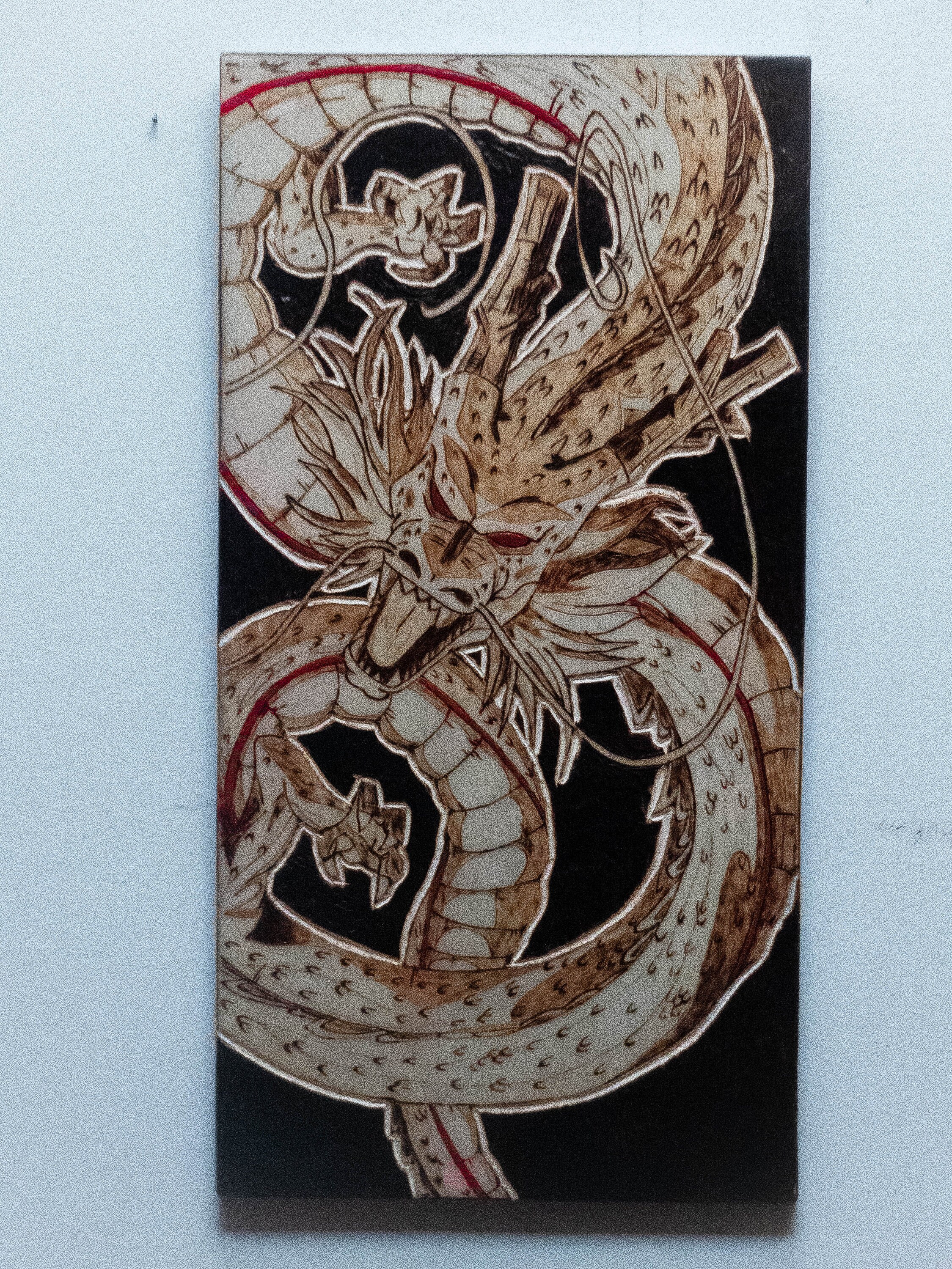 Tableau Shenron Pyrogravure Dragon Ball Z