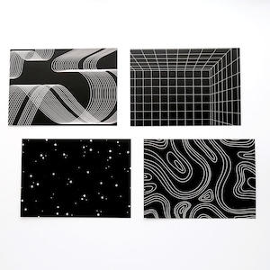Abstraktes Postkarten Set | Schwarzweiß Kunstdrucke | Neutrale minimalistische Kunst