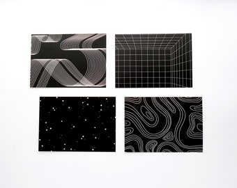 Abstract Postcard Set | Black and White Art Prints | Neutral Minimalist Art