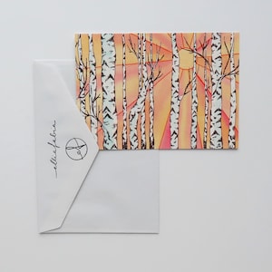 Ansichtkaart "Berkenbos" | Aquarel briefkaart | Natuurkunstafdruk | Landschapsafdruk | Illustratie briefkaart | Cadeau natuurliefhebber