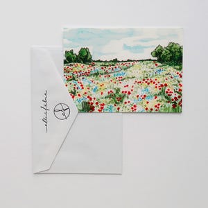Cartolina "Prato di papaveri" / Cartolina acquerello / Stampa artistica naturalistica / Stampa paesaggistica / Cartolina illustrata / Regalo per amanti della natura