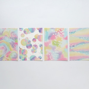 Pastell Tie Dye Postkarten Set | 90er Jahre Y2K Candy ästhetik | Postkarte Aquarell | Abstrakte Kunst