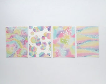 Pastel Tie Dye Postcard Set | 90s Y2K Candy Aesthetic | Watercolor Postcard | Abstract Art