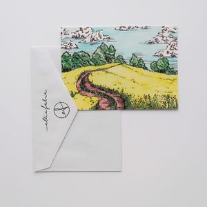 "Postkarte ""Rapsfelder"" | Postkarte Aquarell | Natur Art Print | Landschaftsdruck | Illustration Postkarte | Natur-Liebhaber-Geschenk