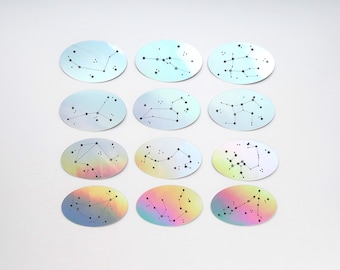 Zodiac Sign Constellation Stickers | Holographic Sticker | Aries to Pisces | Planner Stickers | Laptop Stickers | Rainbow Astrology