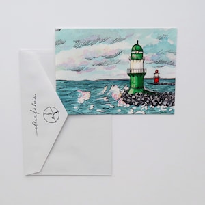 Postkarte "Breakwaters" | Postkarte Aquarell | Natur Art Print | Landschaftsdruck | Illustration Postkarte | Natur-Liebhaber-Geschenk