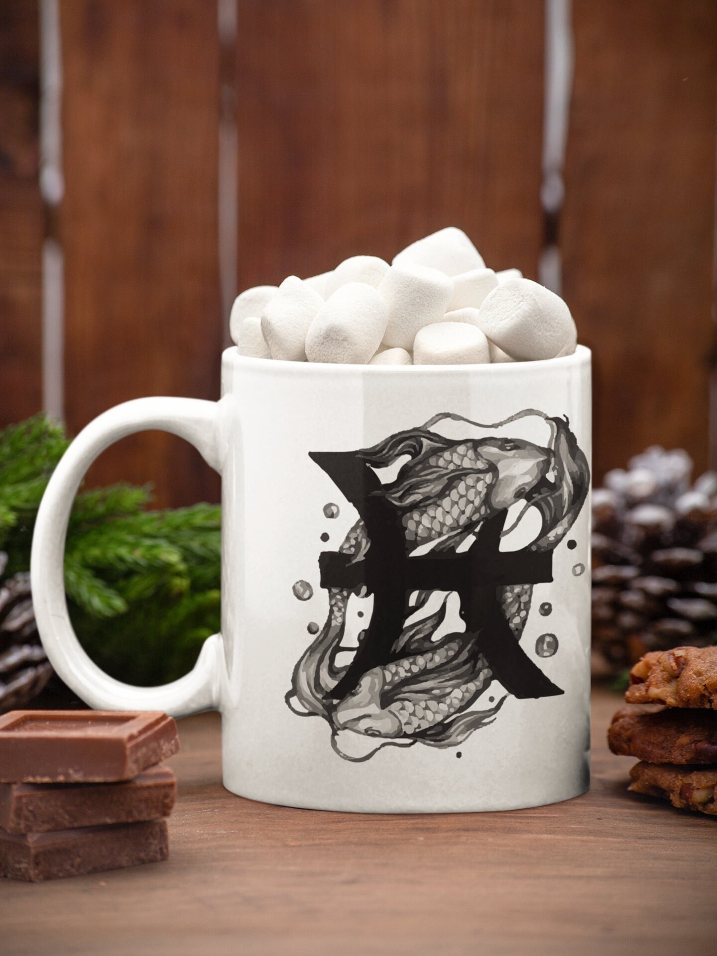 Pisces Mug, Zodiac Ceramic Horoscope Mug