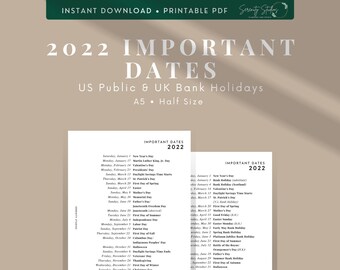 calendar 2022 etsy