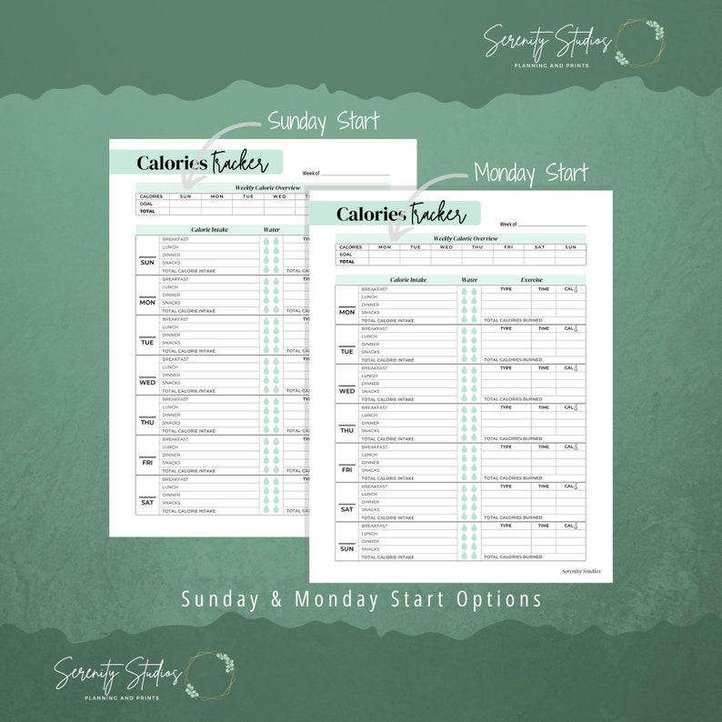 Calorie Tracker Printable, Fitness Journal, Calorie Counter, Exercise ...