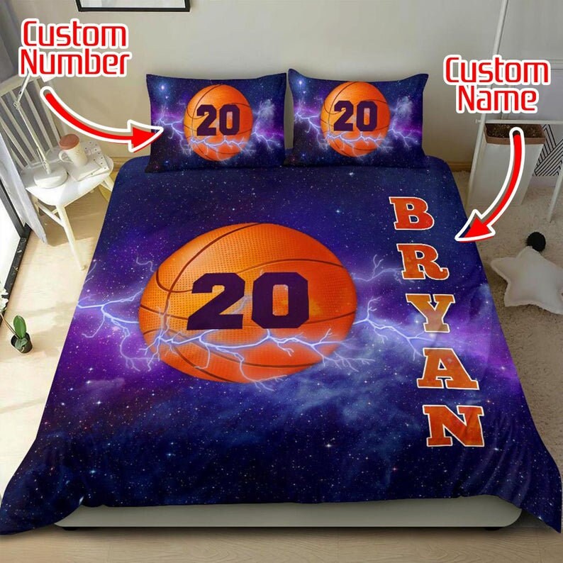 Personalized Basketball Bedding Sets Custom Name Basketball Etsy