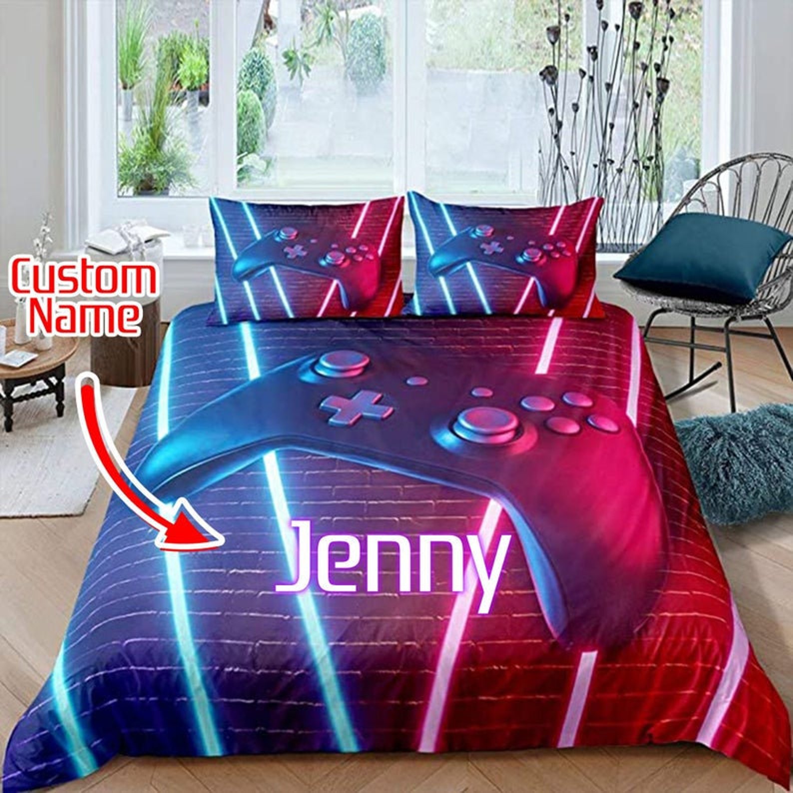 Custom Name Game Bedding Sets Personalized Gaming Bedding Etsy
