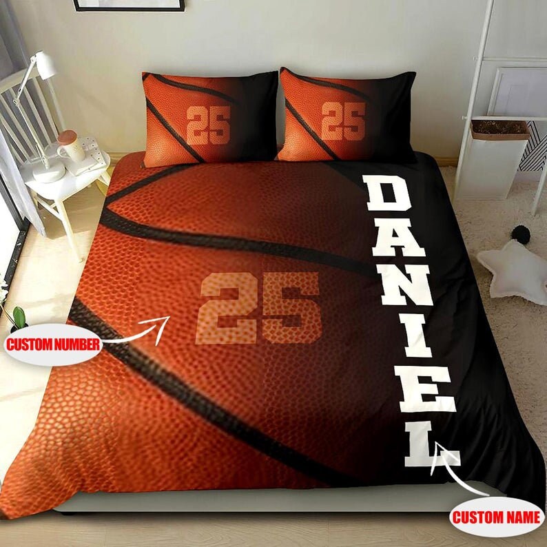 Personalized Basketball Bedding Sets Custom Name Basketball Etsy