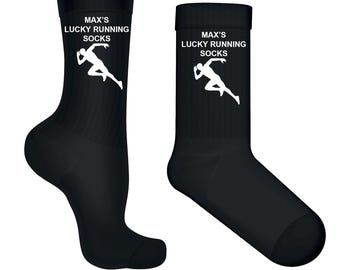 Personalised Lucky Running Socks  Running Gift Team Sports Socks Funny Running Socks for Him Good Luck Game Day Socks  Custom Name