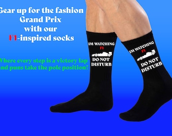 I'm Watching the F1 Socks, Do Not Disturb, Dad, Grandad, Personalised, Men's Gift, Birthday - Father's Day Gift, Racing
