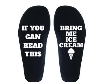 If You Can Read This Bring Me Ice Cream Socks Ice Cream Lover Cozy Crew Socks for Women and Men Cute Food Socks