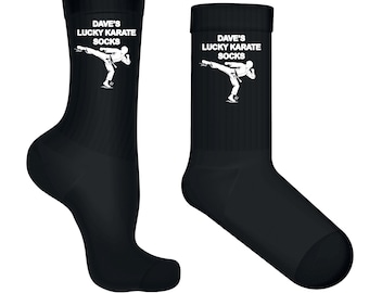 Lucky Karate Socks, Combed Cotton Athletic Crew, Unisex Martial Arts Gift