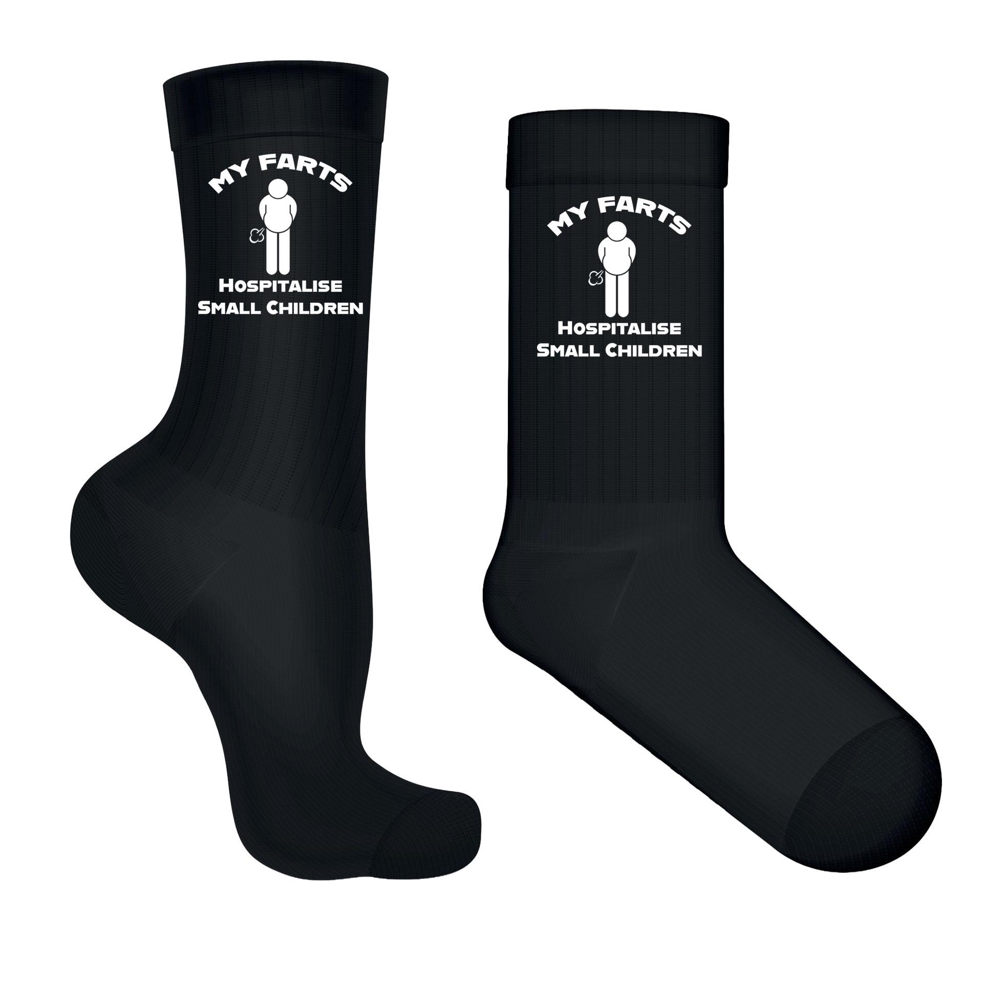 My Farts Hospitalize Small Children Socks. Hilariously Rude Gift  Fun Gag Socks for the Bold Christmas Stocking Filler