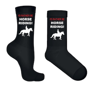 I&#39;d Rather Be Horse Riding Socks  Funny Equestrian Gift, Horse Lover Socks, Rider Present for Her or Him