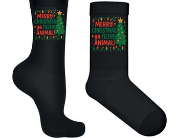 Merry Christmas Ya Filthy Animal Socks – Funny Home Alone Holiday Socks
