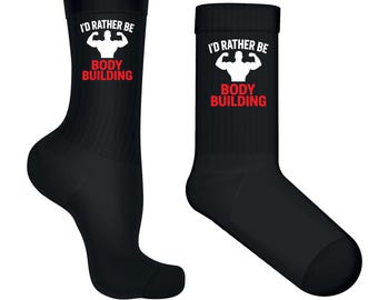 I&#39;d Rather Be Bodybuilding Socks  Funny Gym Gift, Bodybuilder Socks, Fitness Socks for Him or Her