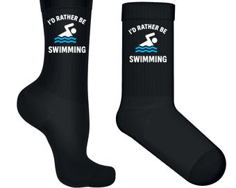 ID Rather Be Swimming Socks: Combed Cotton Novelty Socks
